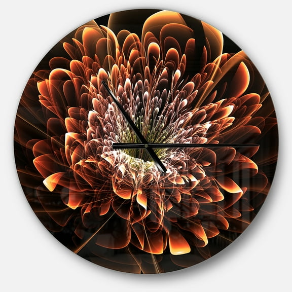 Designart 'Brown Fractal Flower ' Modern wall clock