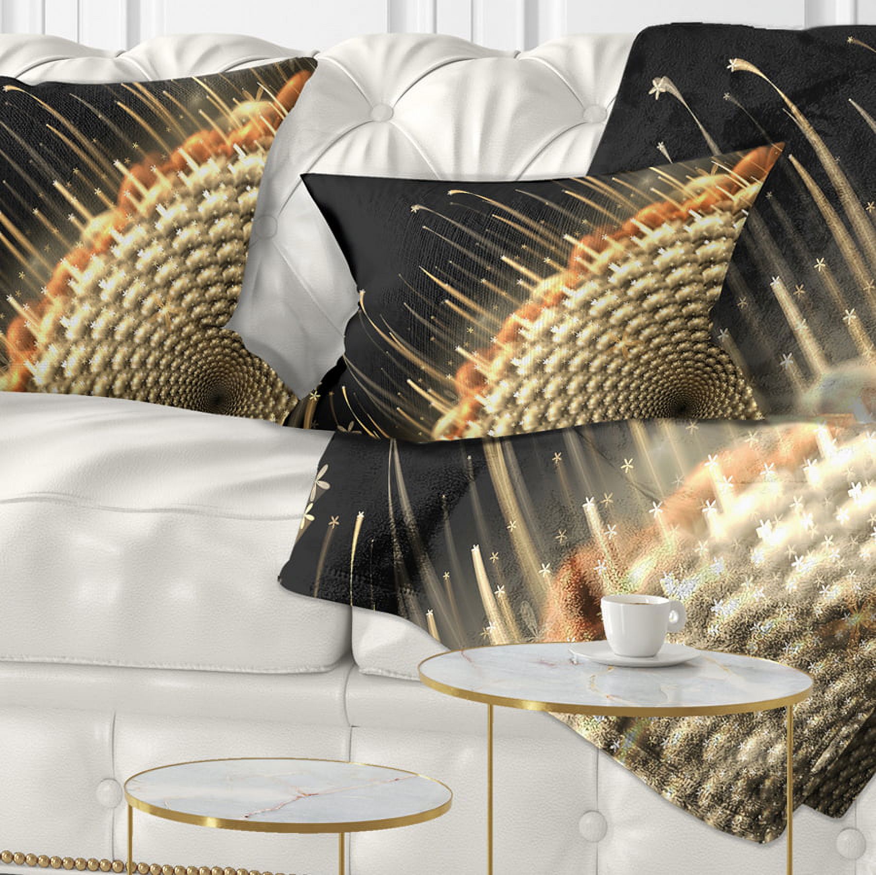 Designart Brown Fractal Flower Pattern - Floral Throw Pillow - 12x20