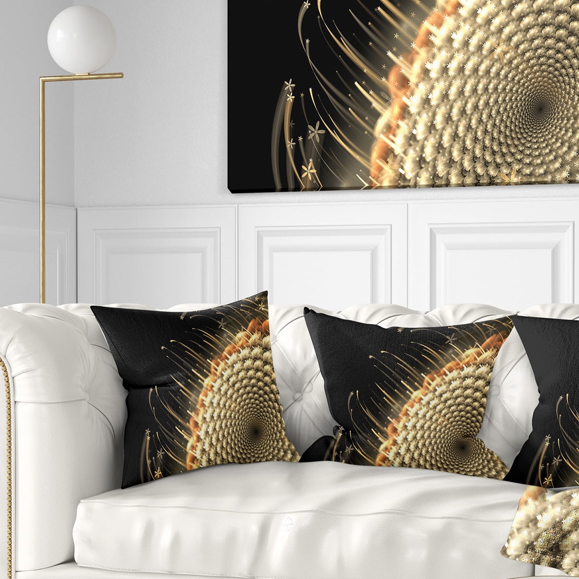 Designart Brown Fractal Flower Pattern - Floral Throw Pillow - 16x16