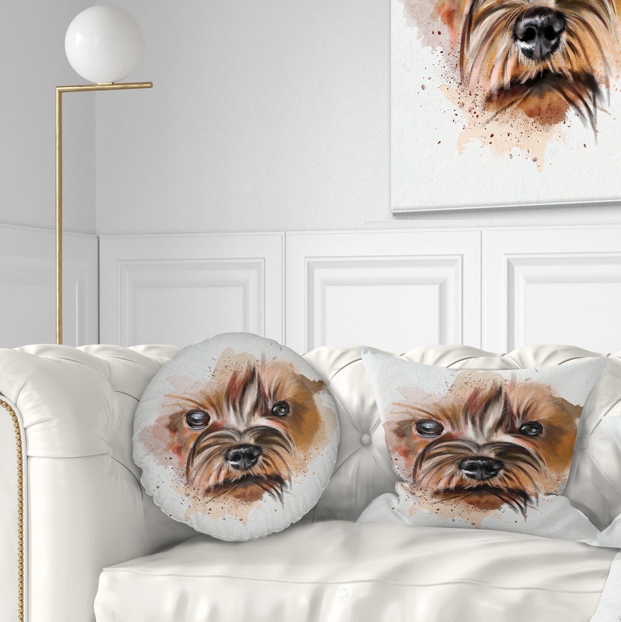 Designart Brown Funny Watercolor Dog - Animal Throw Pillow - 12x20