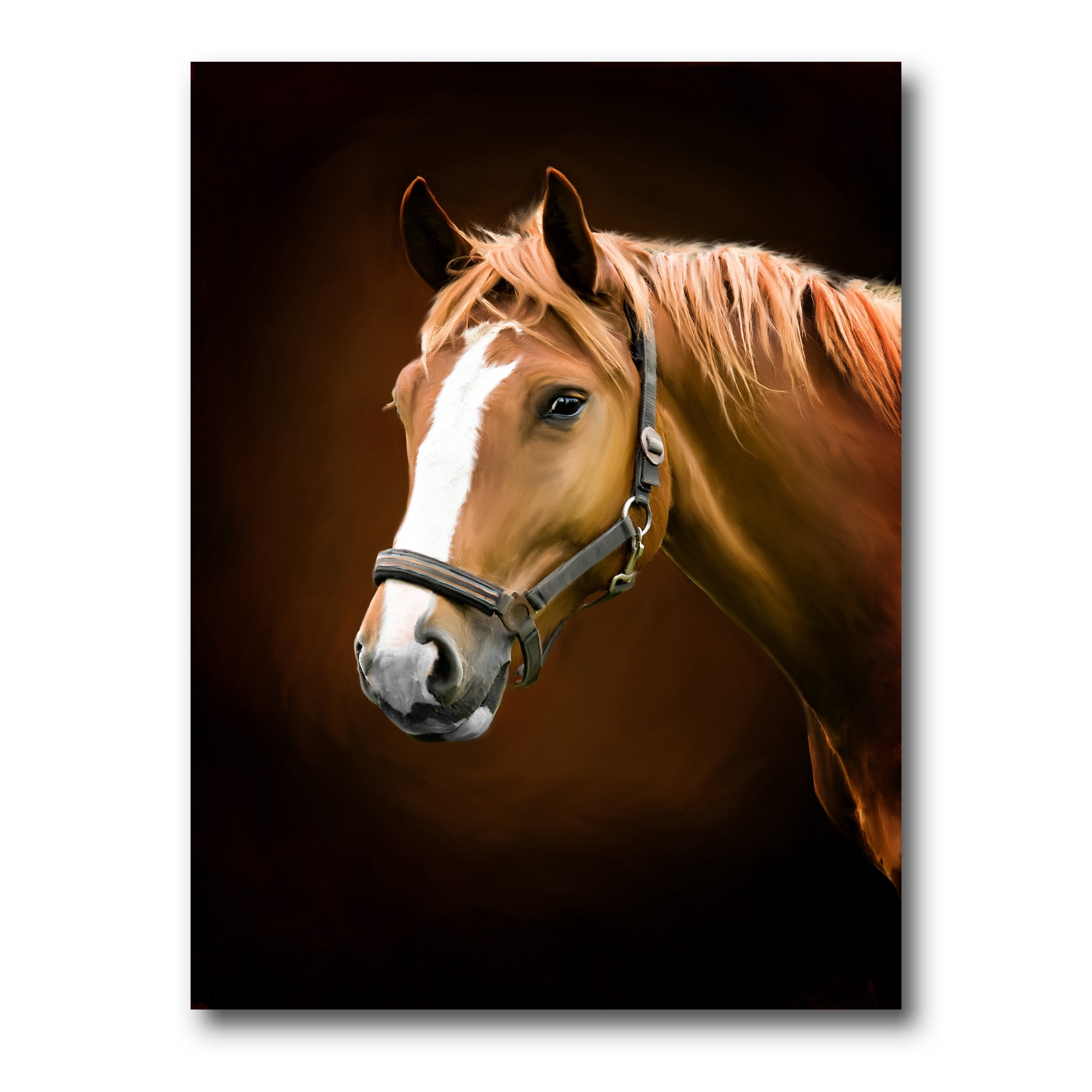 Designart ' Brown Horse With White Nose Portrait ' Farmhouse Canvas Wall Art Print