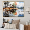 thumbnail image 1 of Designart "Brown Lakehouse Reflections Of silence II" Landscapes Floater Framed Wall Art Living Room, 1 of 7