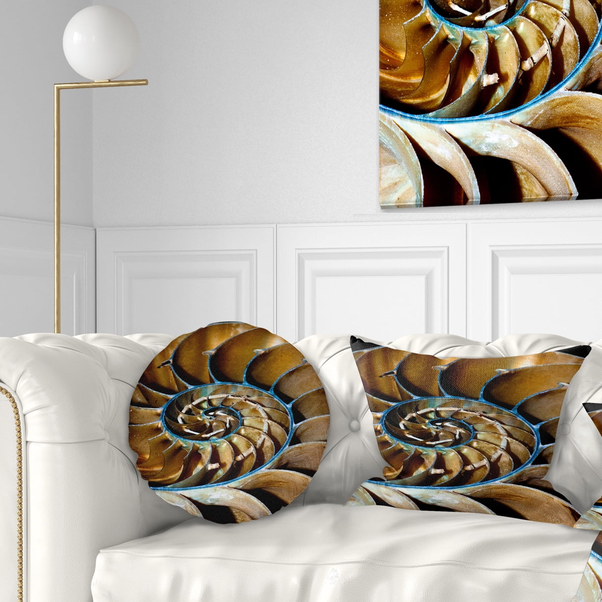 Designart Brown Large Nautilus Shell - Contemporary Throw Pillow - 12x20