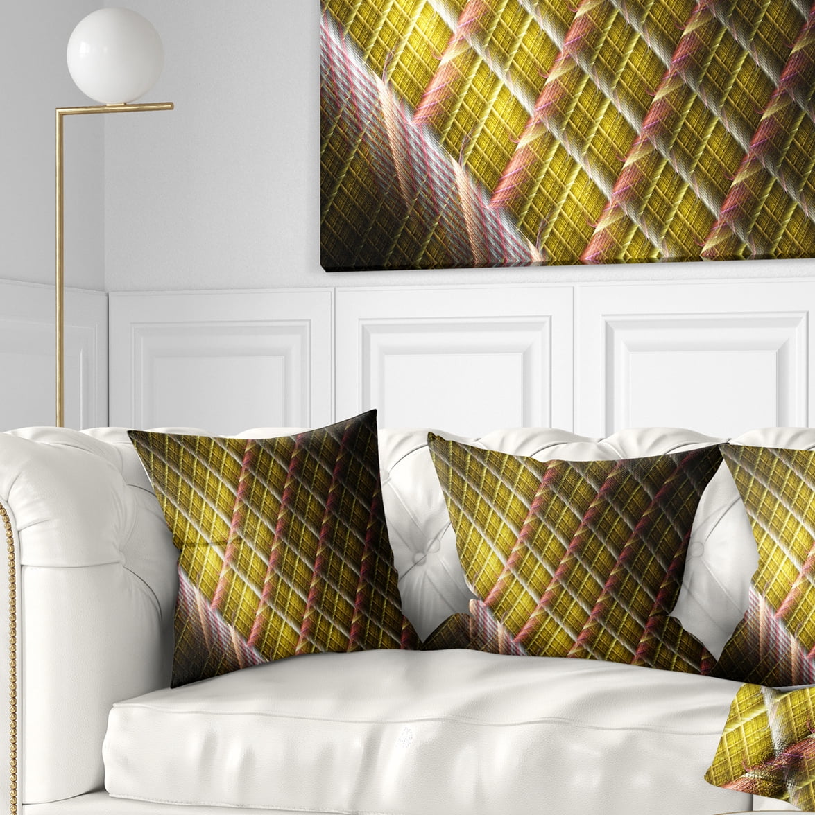 Designart Brown Metal Protective Grids - Abstract Throw Pillow - 16x16