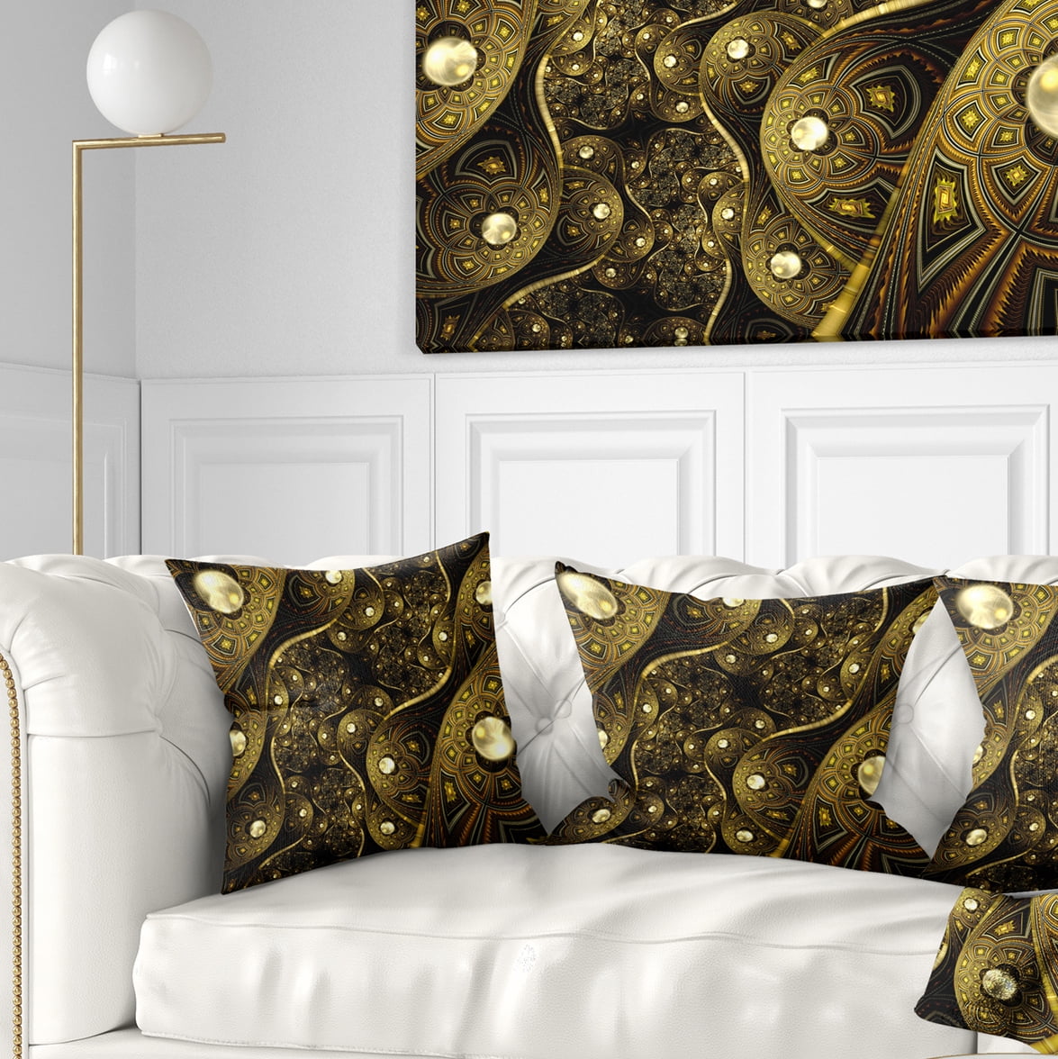 Designart Brown Metallic Fabric Pattern - Abstract Throw Pillow - 18x18