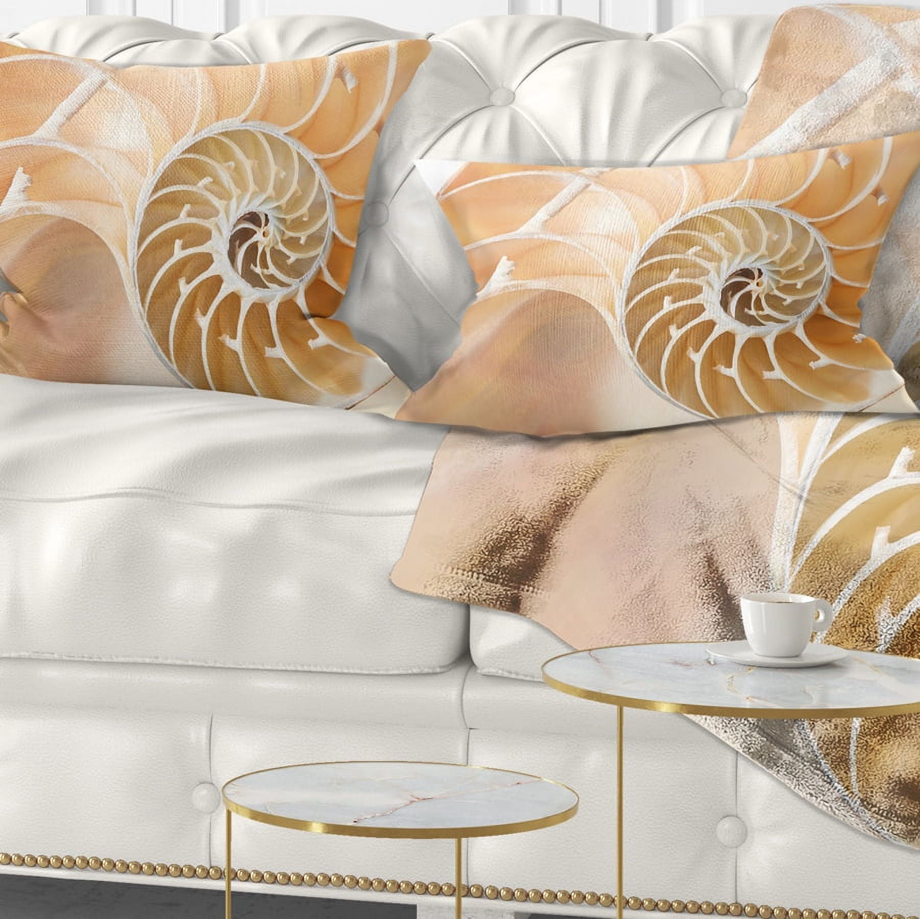 Designart Brown Nautilus Shell Pattern - Contemporary Throw Pillow - 12x20