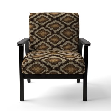 Designart "Brown Python Pattern II" Upholstered Cabin & Lodge Accent Chair and Arm Chair