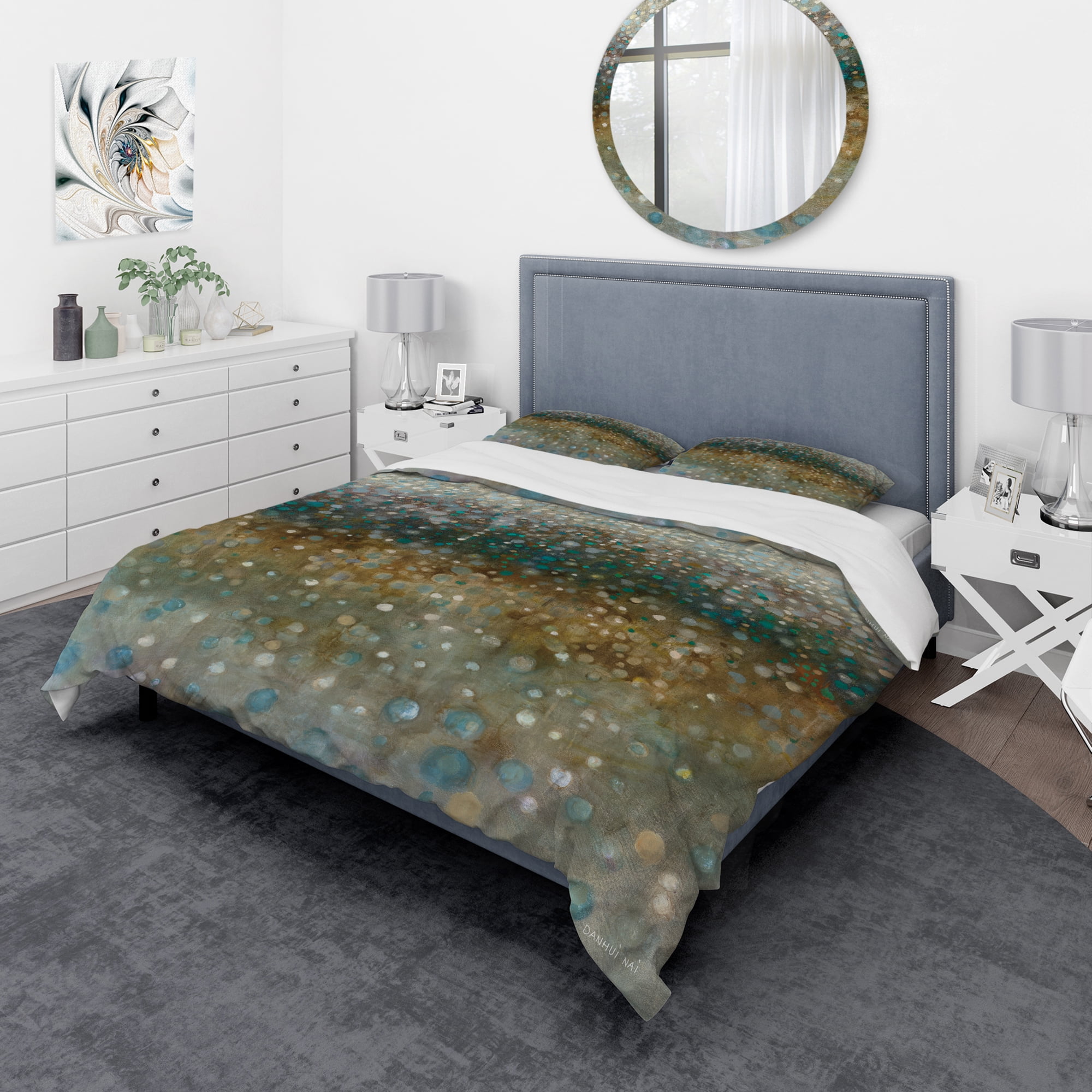 Designart 'Brown Rain' Geometric Duvet Cover Set