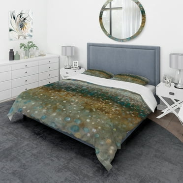 Designart 'Brown Rain' Geometric Duvet Cover Set