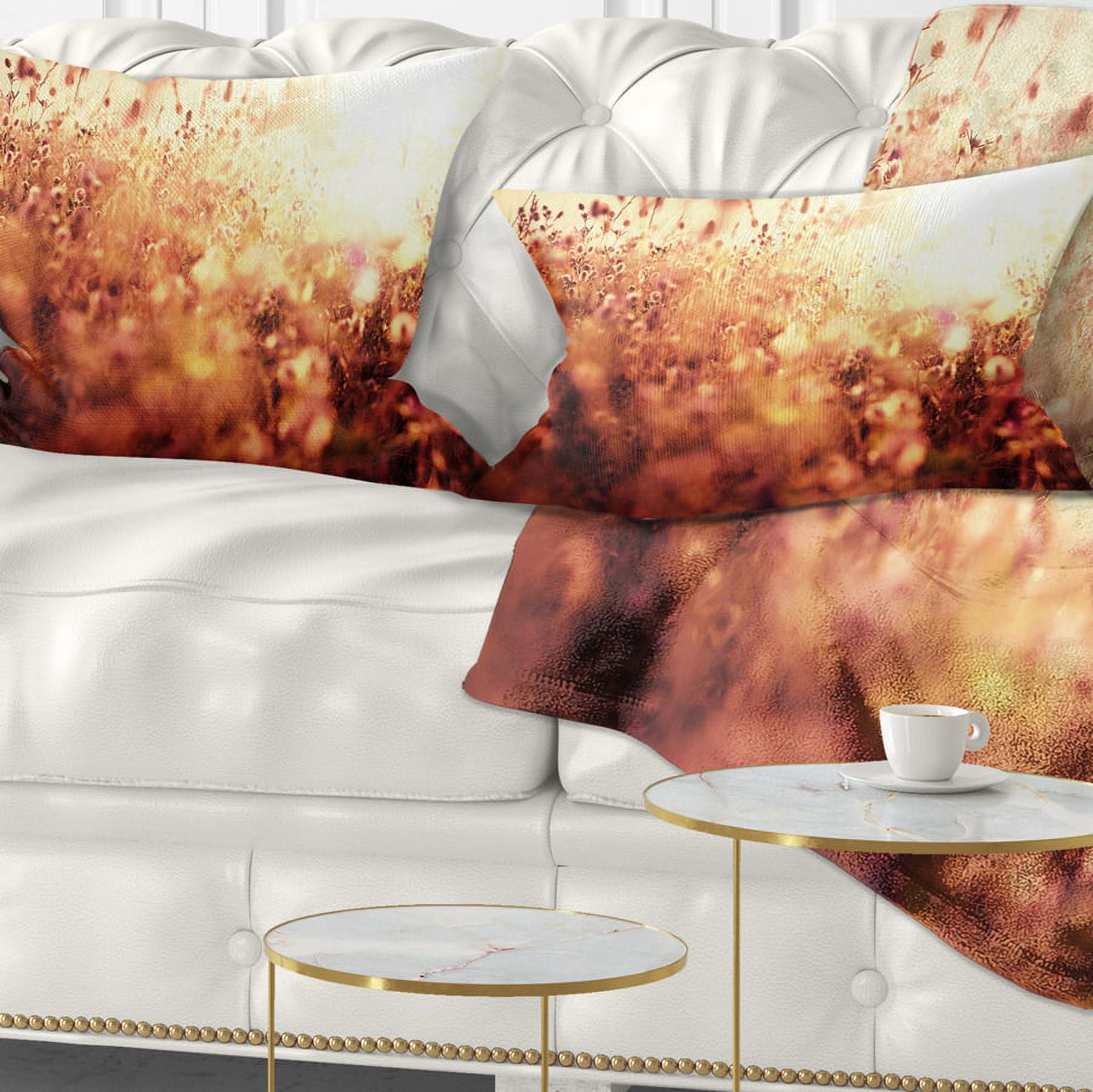 Designart Brown Shade Flowers in Sunshine - Flower Throw Pillow - 12x20