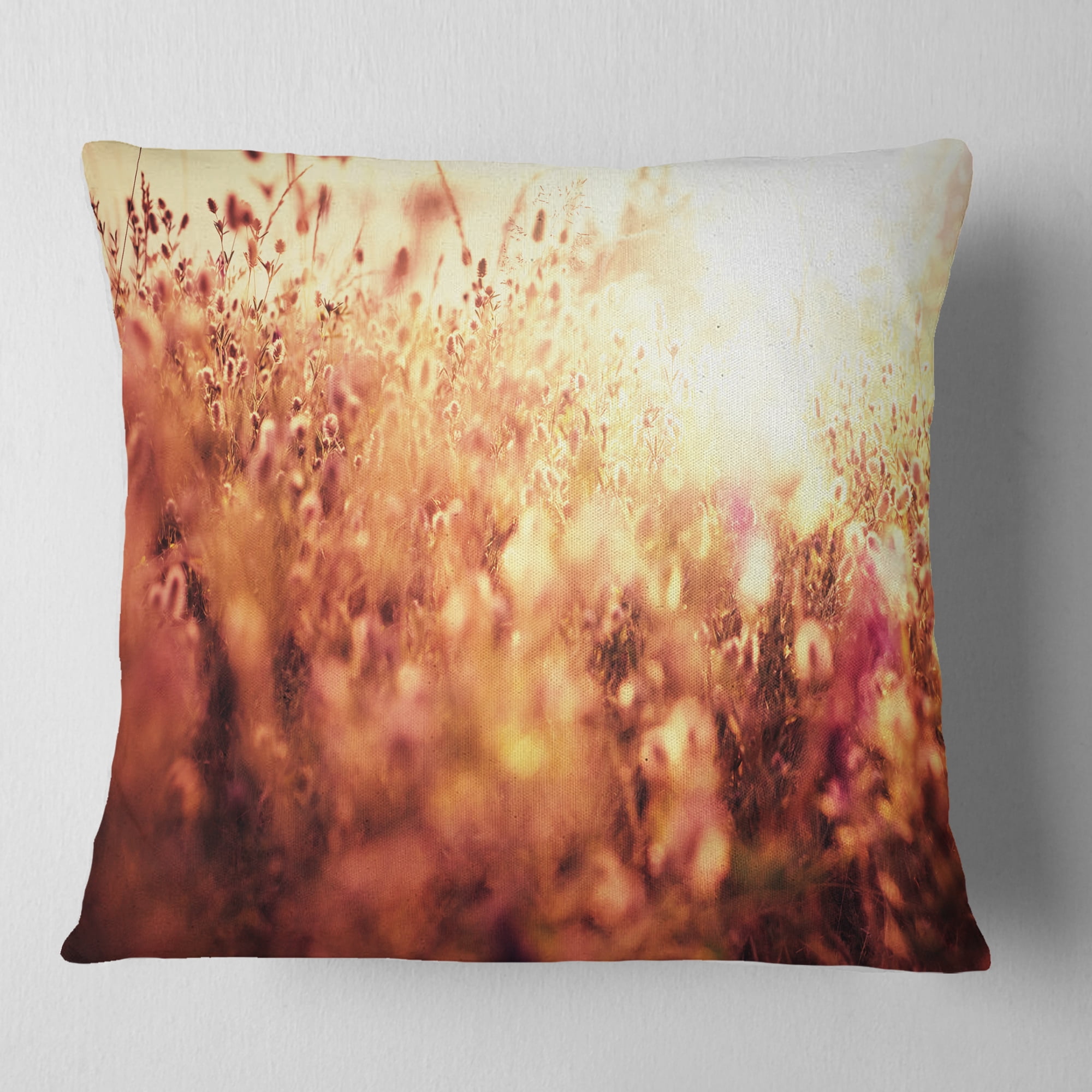 Designart Brown Shade Flowers in Sunshine - Flower Throw Pillow - 16x16