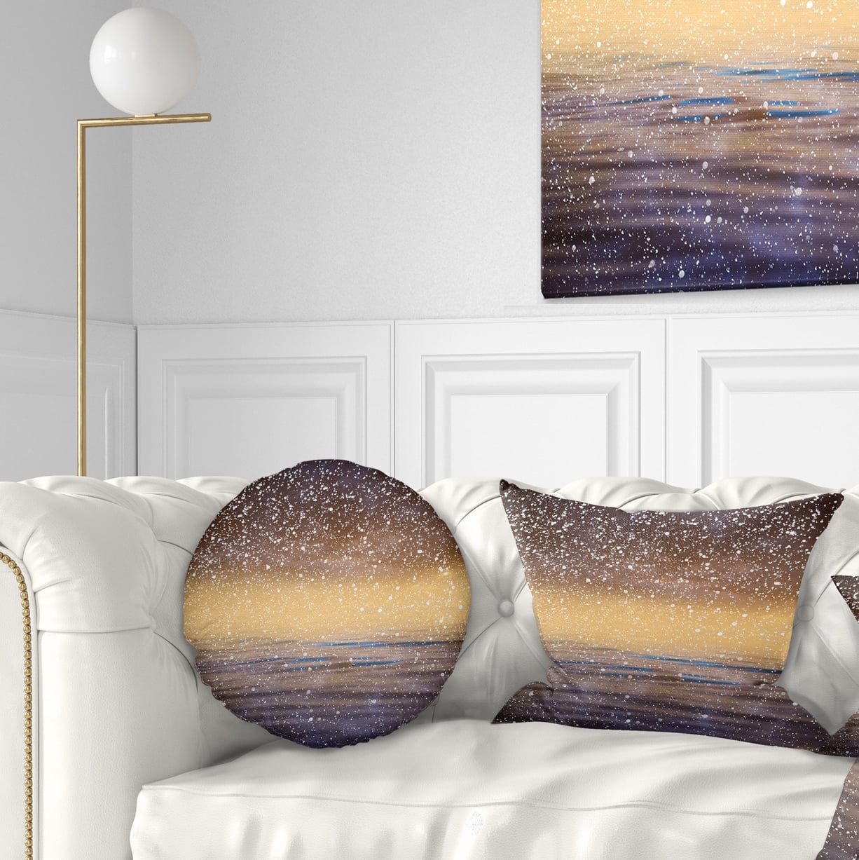 Designart Brown Sky Reflection in Lake - Skyline Photography Throw Pillow - 12x20