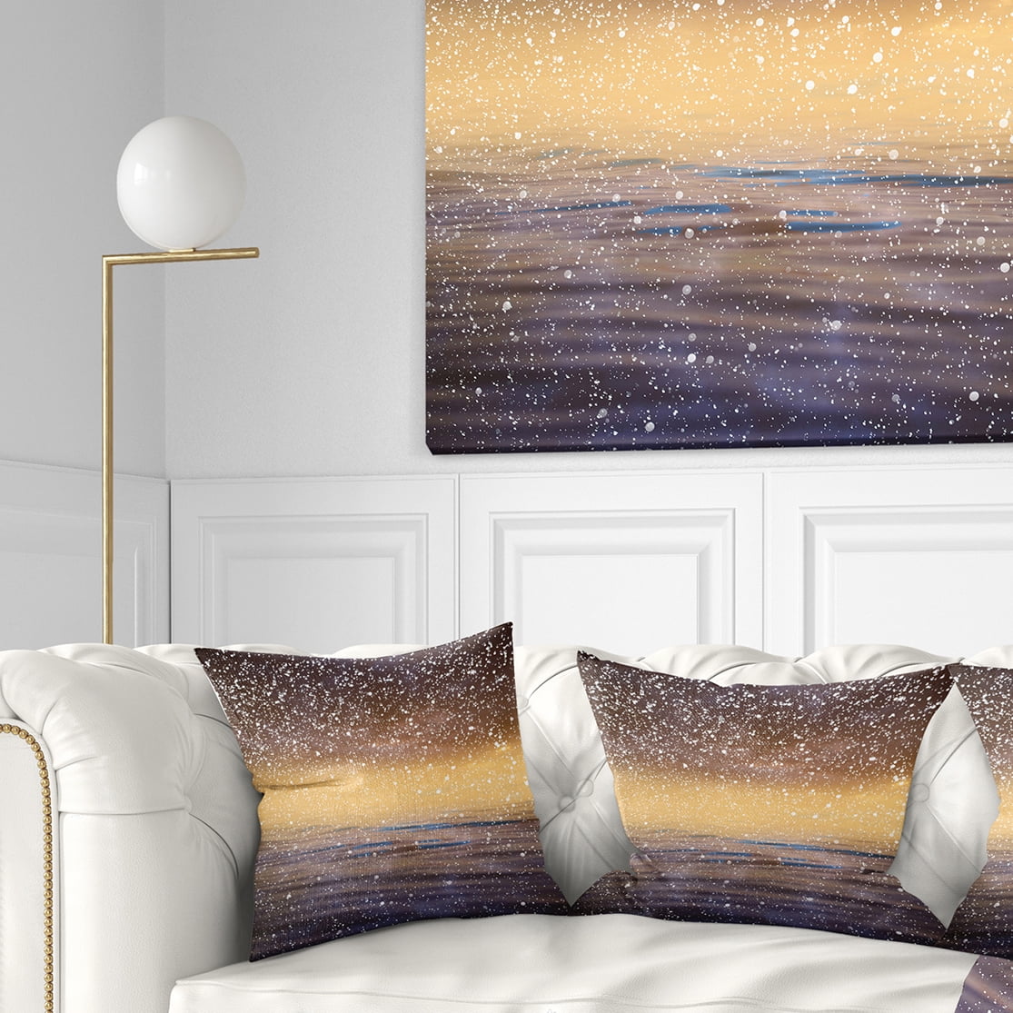 Designart Brown Sky Reflection in Lake - Skyline Photography Throw Pillow - 18x18
