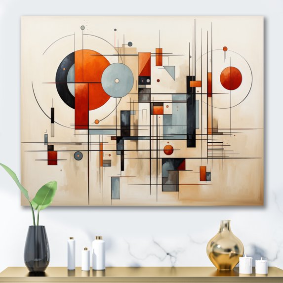Designart "Brown Suprematism Geometric Euphony II" Abstract Suprematism Wall Art Print