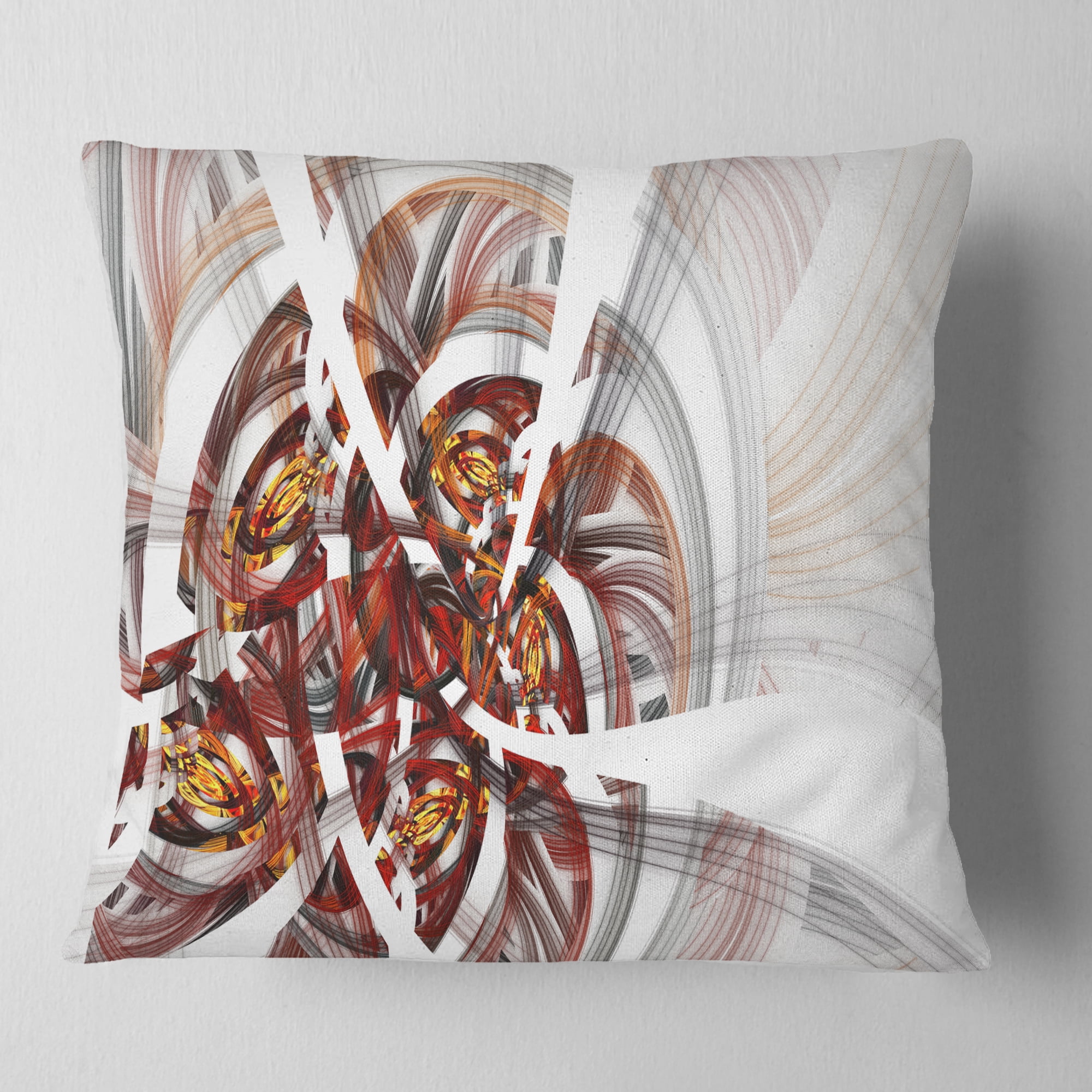 Designart Brown Symmetrical Fractal Flower - Floral Throw Pillow - 16x16