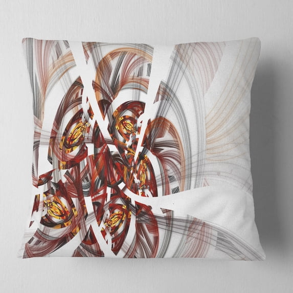 Designart Brown Symmetrical Fractal Flower - Floral Throw Pillow - 16x16