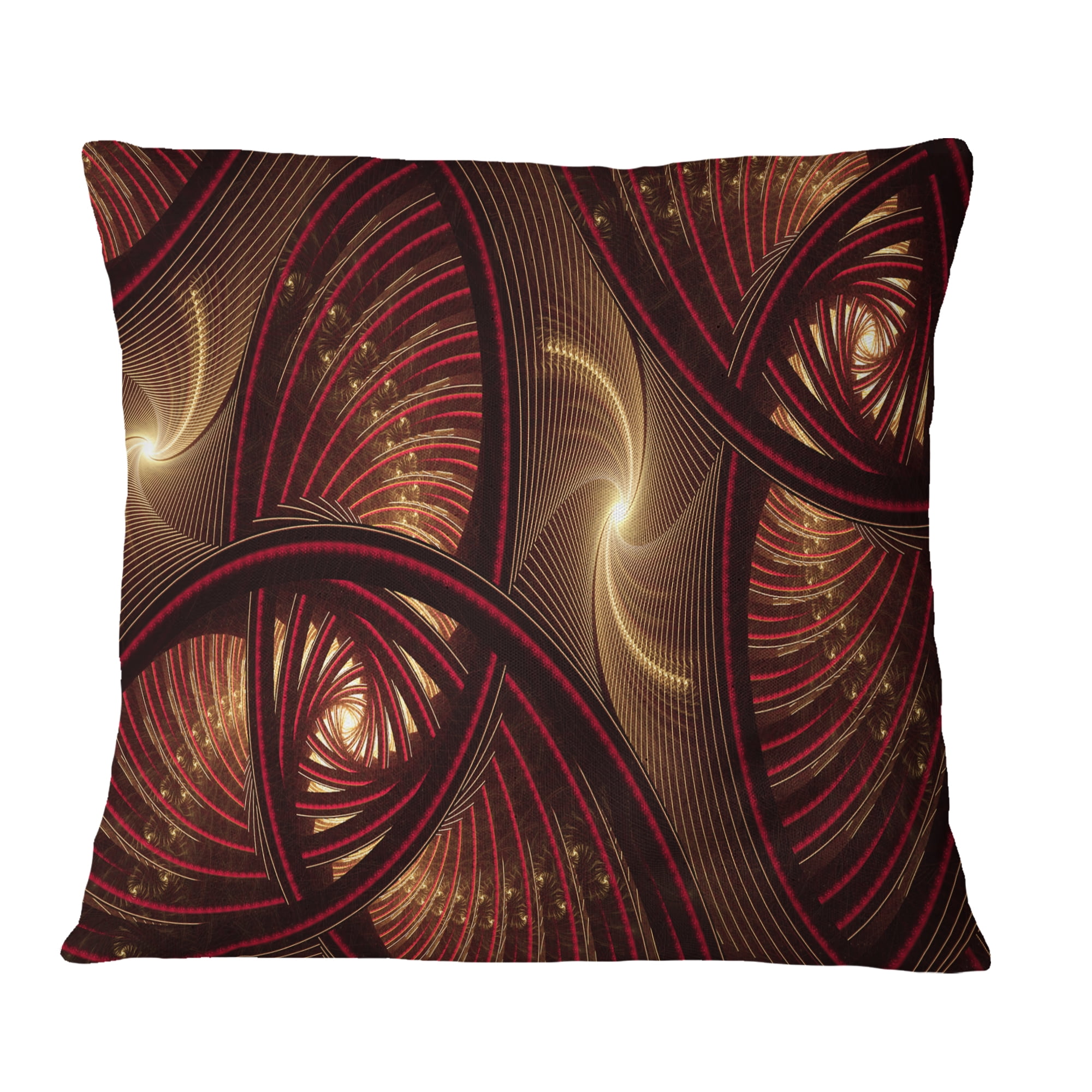 Designart Brown Symmetrical Fractal Pattern - Floral Throw Pillow - 18x18