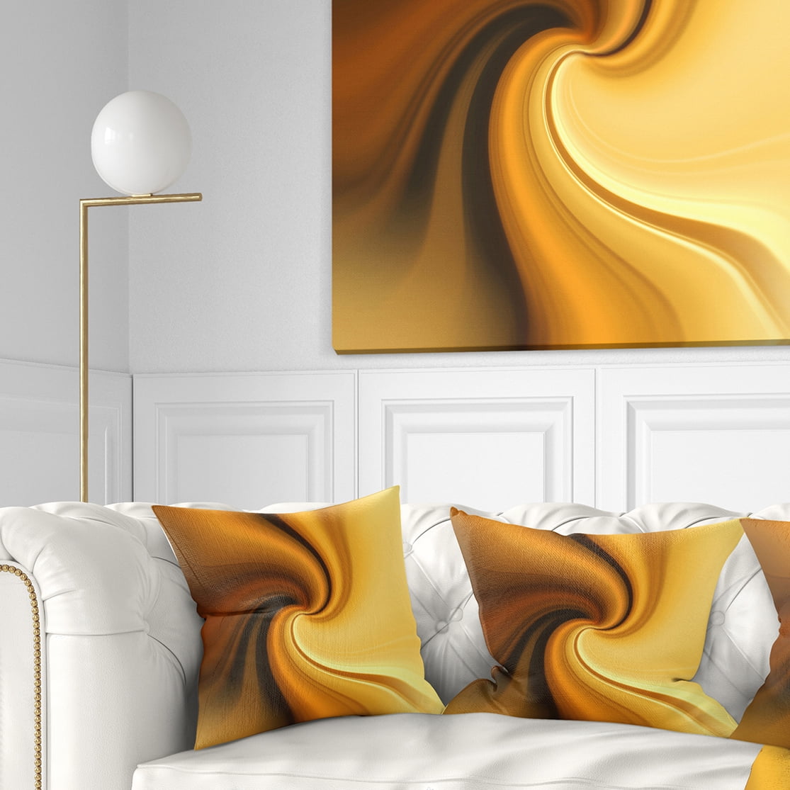 Designart Brown Waves Curved Texture - Abstract Throw Pillow - 18x18