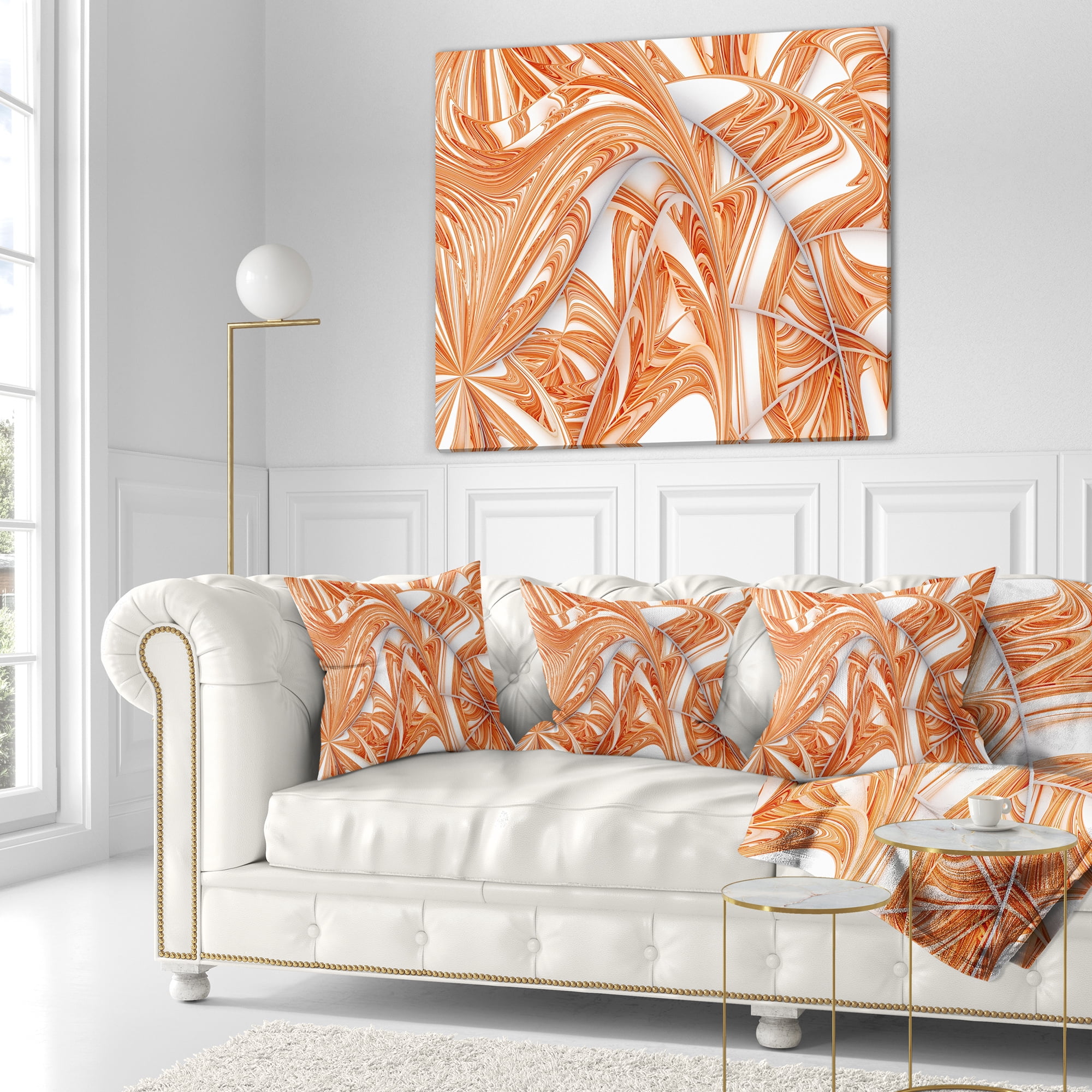 Designart Brown Winter Fractal Pattern - Abstract Throw Pillow - 18x18
