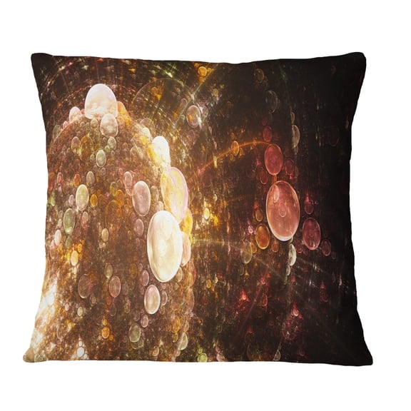 Designart Brown World Bubbles Water Drops - Floral Throw Pillow - 16x16