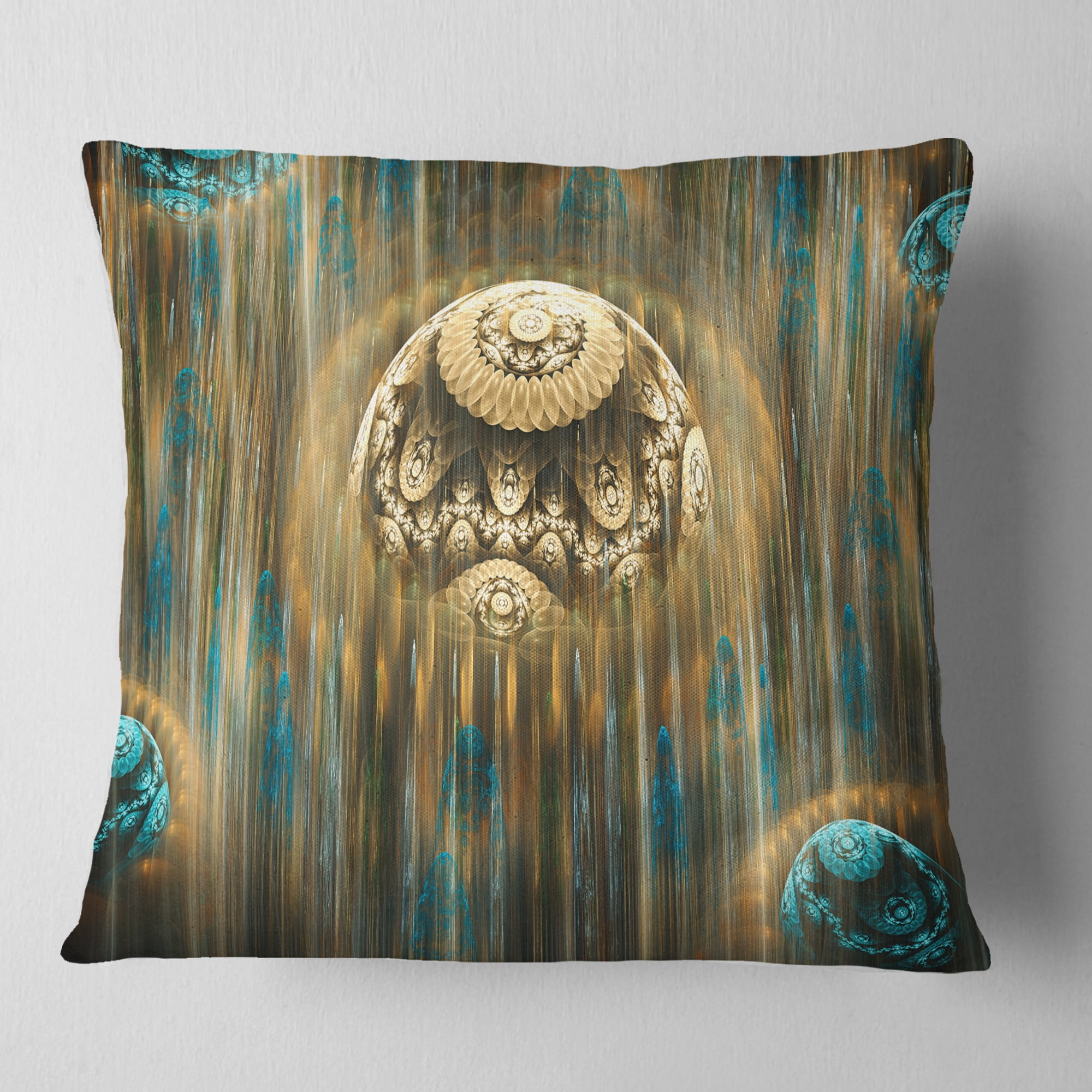 Designart Brown World of Infinite Universe - Abstract Throw Pillow - 16x16