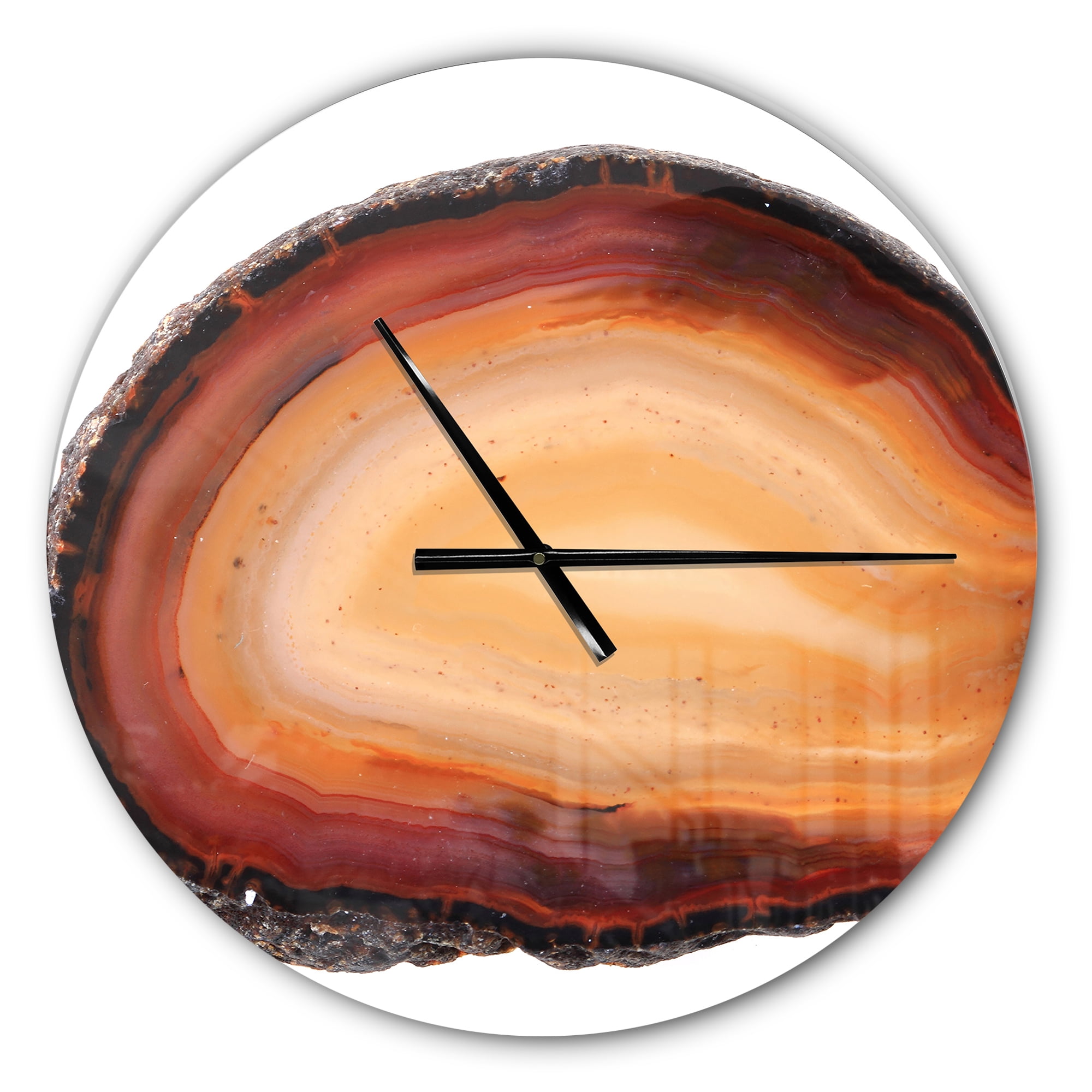 Designart 'Brown agate isolated ' Modern wall clock