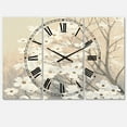thumbnail image 1 of Designart 'Brown onn Grey Blossoms' Traditional Wall Clock, 1 of 3
