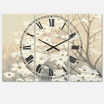Designart 'Brown onn Grey Blossoms' Traditional Wall Clock