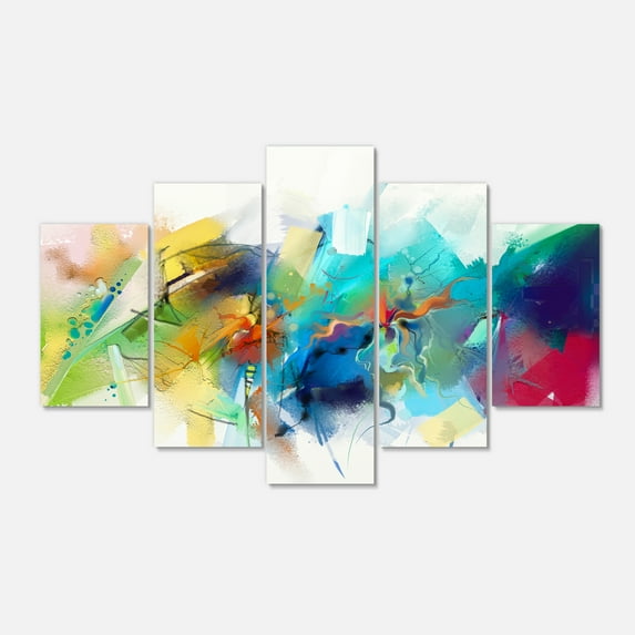 Designart 'Brush Stroke Colorful Oil Painting ' Contemporary Painting Print on Wrapped Canvas