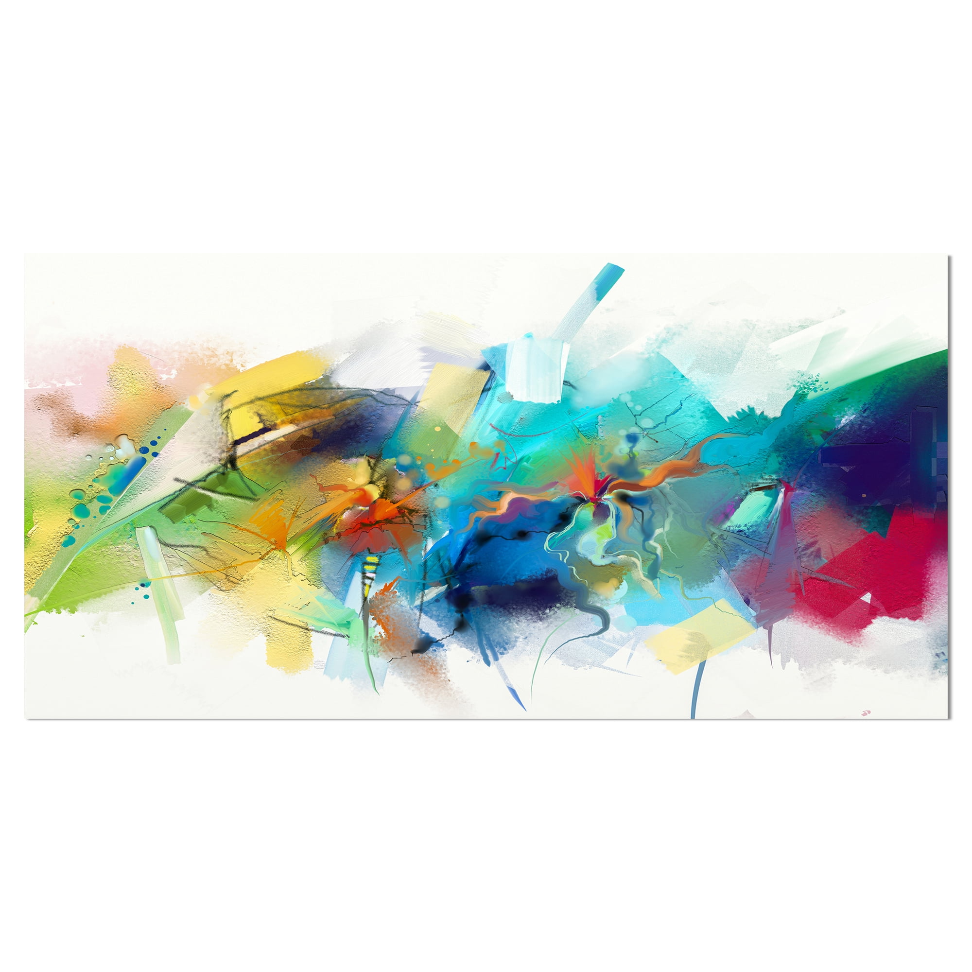 Designart 'Brush Stroke Colorful Oil Painting ' Contemporary Painting Print on Wrapped Canvas