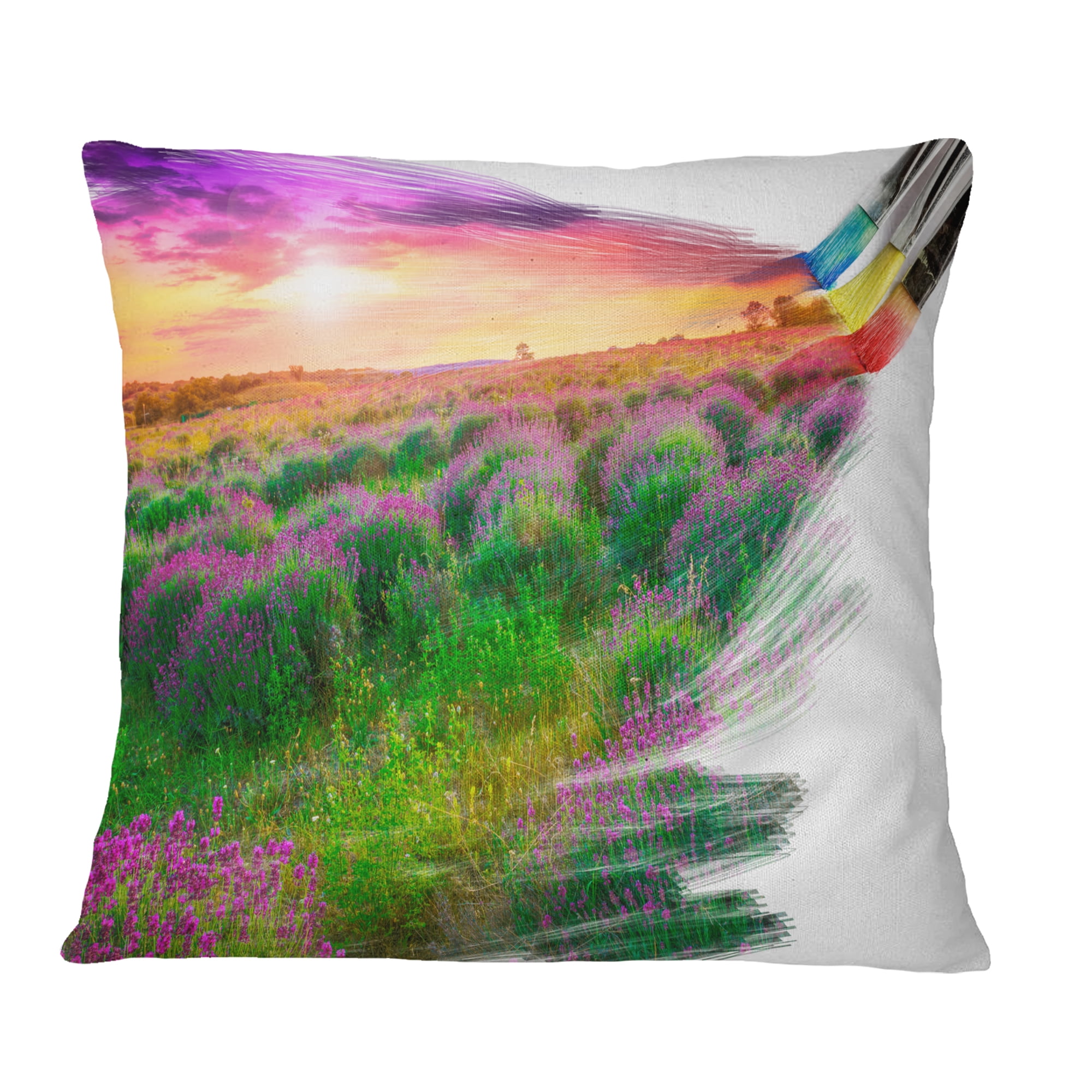 Designart Brushes Painting the Nature - Landscape Printed Throw Pillow - 18x18