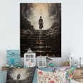 thumbnail image 1 of Designart "Buddhas Footprints Grey Buddhism I" Buddhism Metal Wall Art Prints, 1 of 5