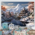 thumbnail image 1 of Designart "Buddhist Temple Landscape in China Mountains" Landscapes Wall Art - Traditional Orange China Entryway Wall Art Print, 1 of 4