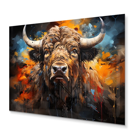 Designart "Buffalo Majestic Bison composition" Animals Metal Art Print