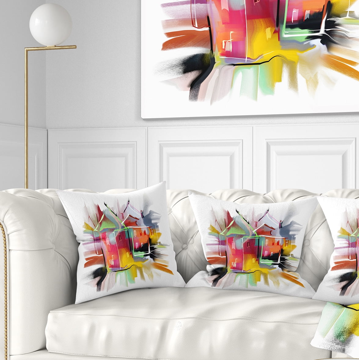 Designart Building Illustration - Contemporary Throw Pillow - 18x18