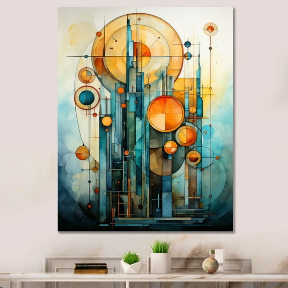 Designart "Building Of Celestial Geometry" Abstract Collages Wall Art Prints