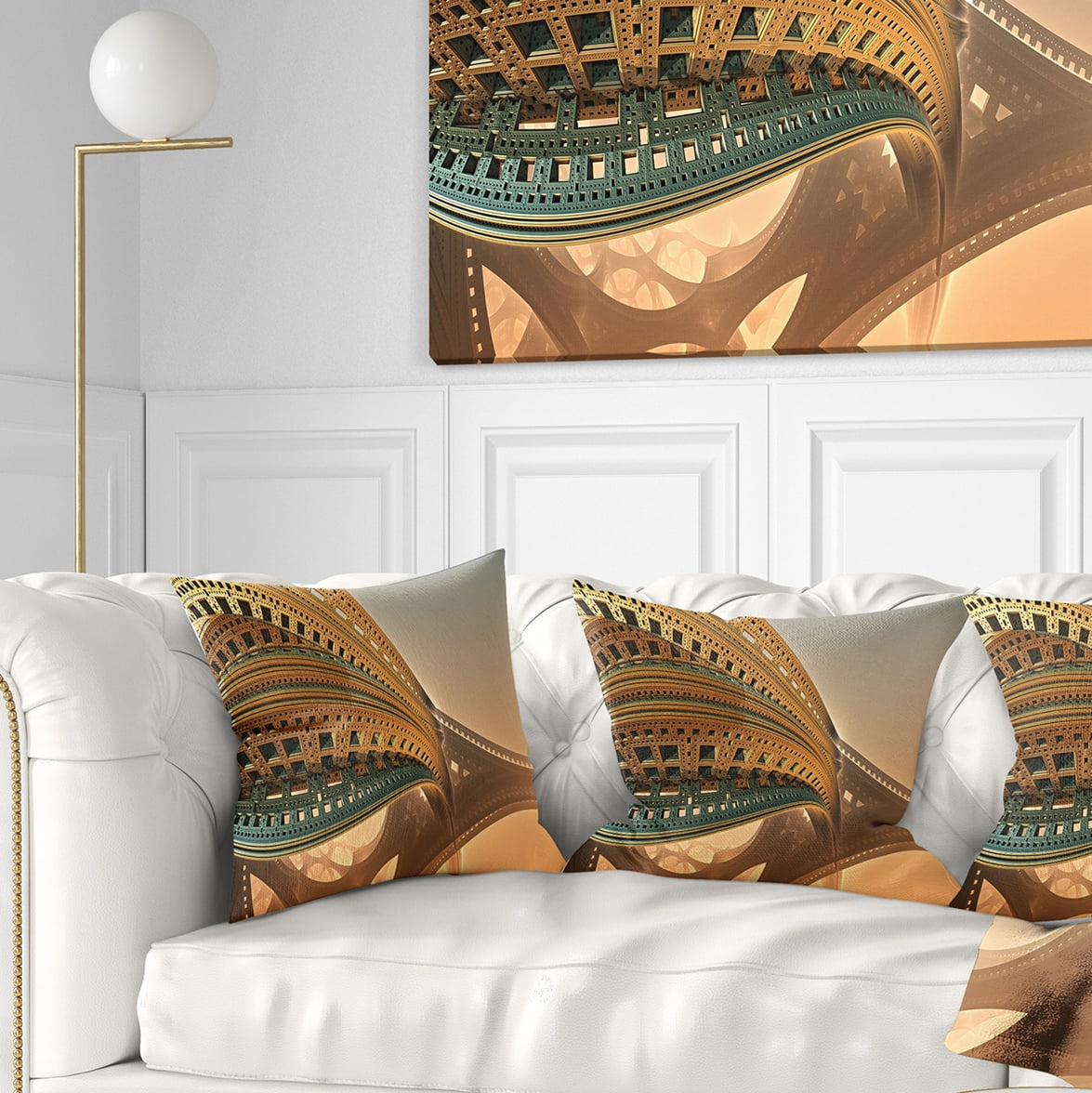 Designart Bulgy Brown 3D Structure - Abstract Throw Pillow - 18x18