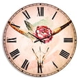 thumbnail image 1 of Designart 'Bull Skull and Flower' Bohemian wall clock, 1 of 4