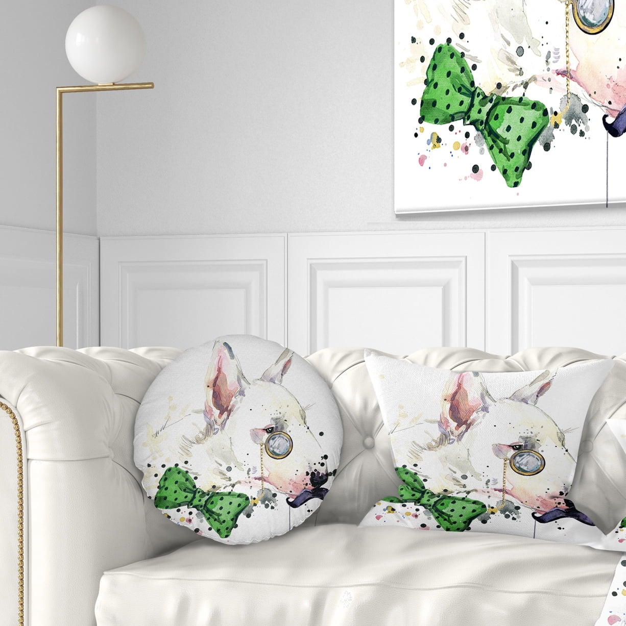 Designart Bull Terrier Dog - Animal Throw Pillow - 12x20