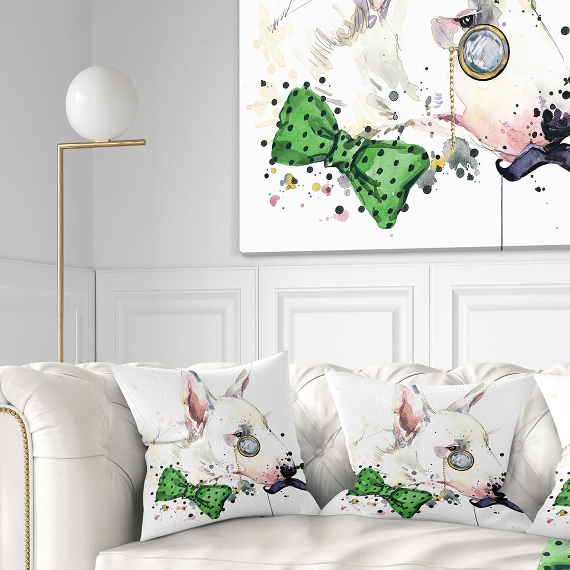 Designart Bull Terrier Dog - Animal Throw Pillow - 18x18