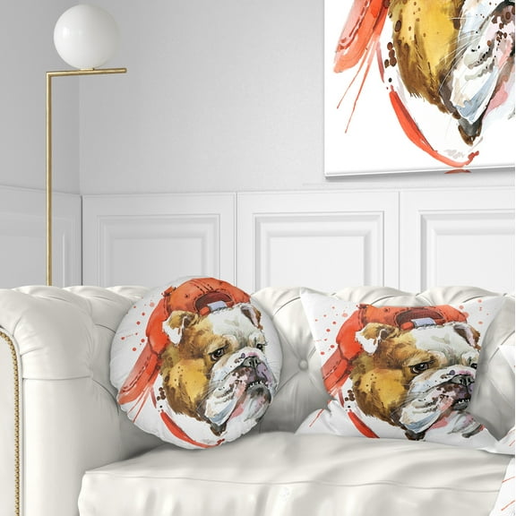Designart Bulldog Illustration Art - Animal Throw Pillow - 12x20