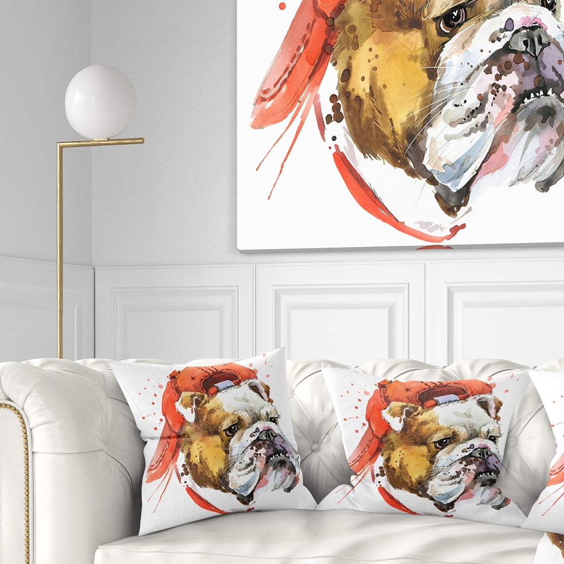 Designart Bulldog Illustration Art - Animal Throw Pillow - 18x18