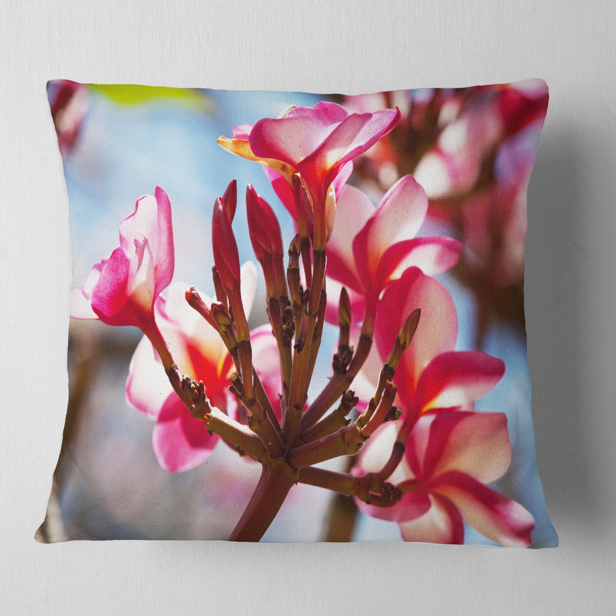 Designart Bunch of Beautiful Tropical Flowers - Floral Throw Pillow - 16x16