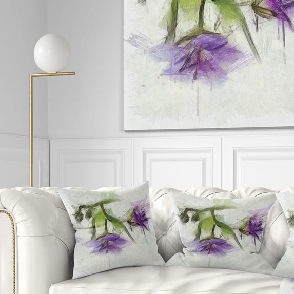 Designart Bunch of Blue Flowers Watercolor - Floral Throw Pillow - 16x16