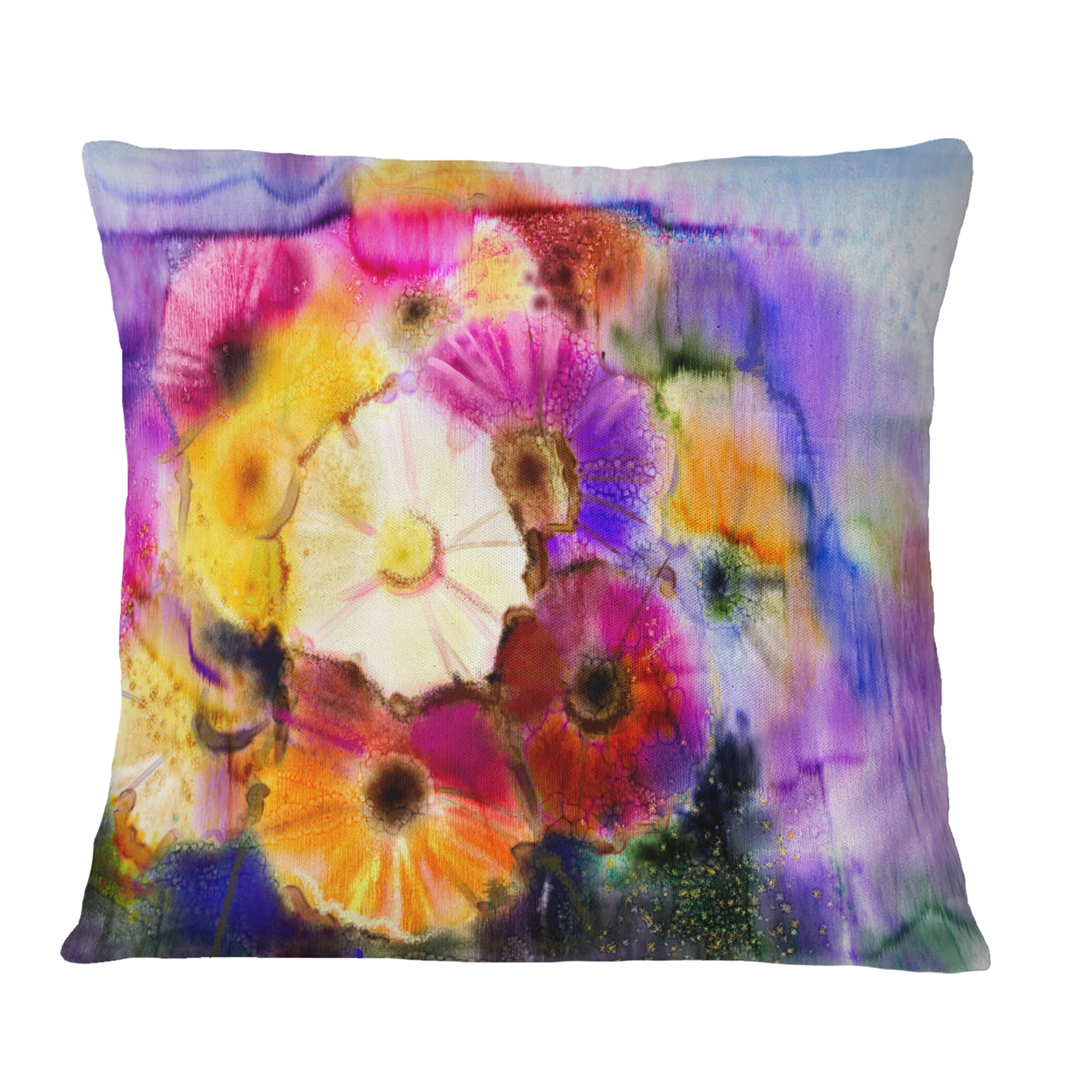Designart Bunch of Colored Daisy Flowers - Floral Throw Pillow - 16x16