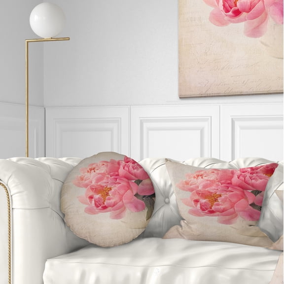 Designart Bunch of Colorful Peony Flowers - Floral Throw Pillow - 12x20