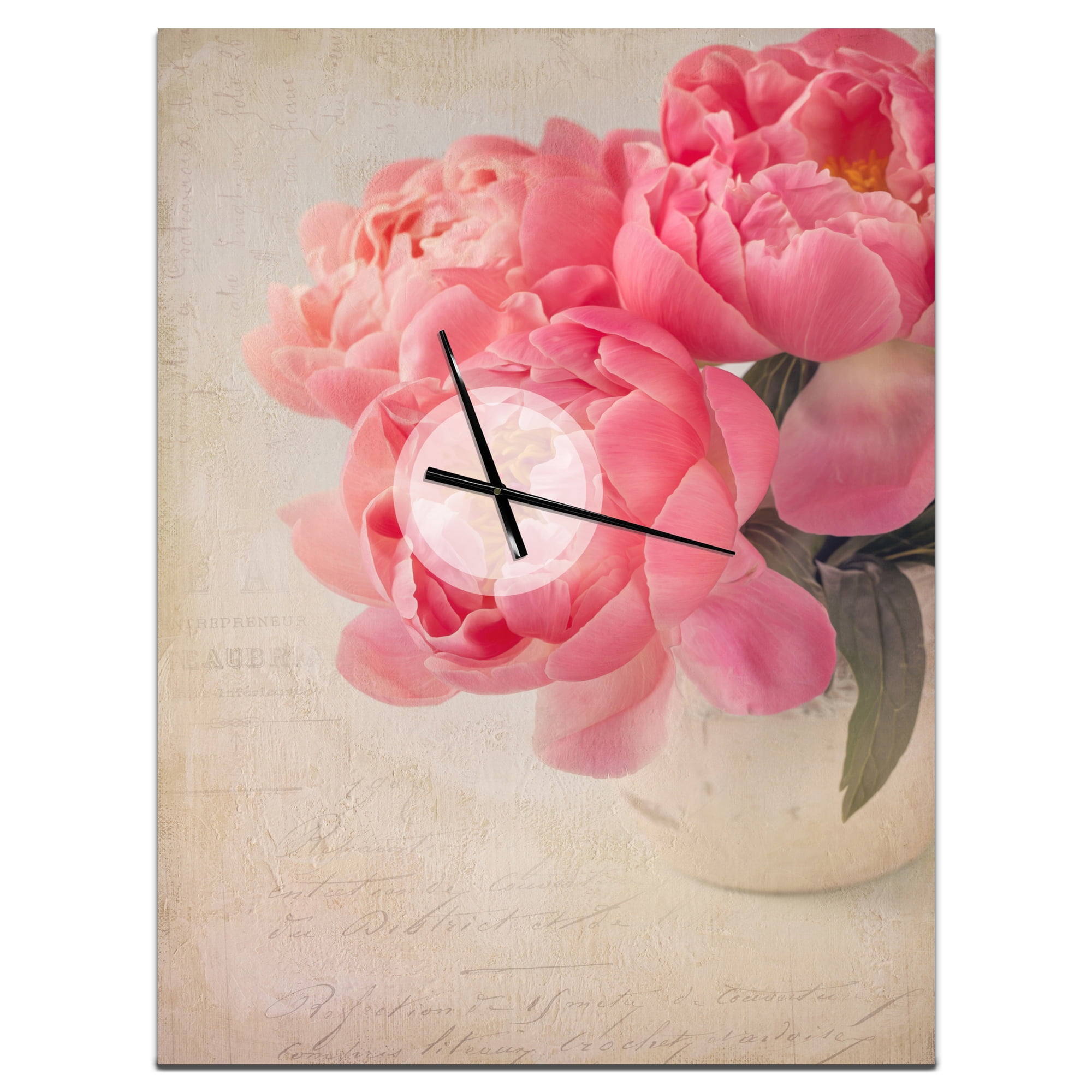 Designart 'Bunch of Colorful Peony Flowers' Floral wall clock