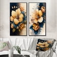 thumbnail image 1 of Designart "Bunch of Hibiscus in Orange and Blue I" Hibiscus Framed Wall Art Set Of 2 - Orange Floral Framed Canvas Set For Living Room Decor, 1 of 7
