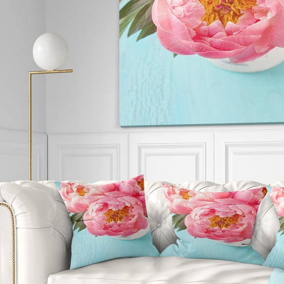 Designart Bunch of Light Pink Peony Flowers - Floral Throw Pillow - 18x18