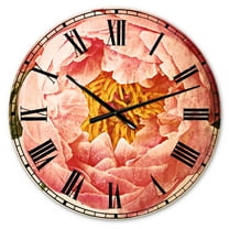 Designart 'Bunch of Light Pink Peony Flowers' Traditional wall clock